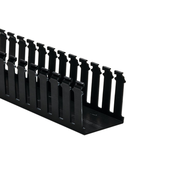 Hellermann Tyton 181-33019 Slotted Wall Wiring Duct, 3 x 3", 6 ft Sticks, Adhesive, PVC, Black, 30 ft/box, 120ft/ctn