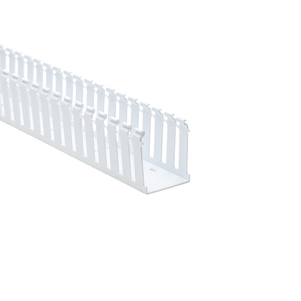 Hellermann Tyton 181-00218 Slotted Wall Wiring Duct, 2.5 x 3", 6 ft Sticks, Adhesive, PVC, White, 120ft/ctn