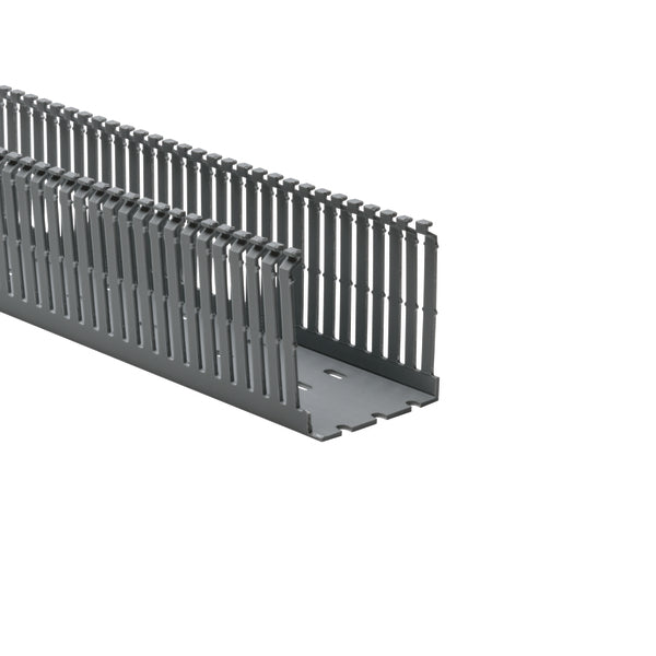 Hellermann Tyton 181-00228 High-Density Slotted Wall Wiring Duct, 2.5 x 3", 6 ft Sticks, Non- Adhesive, PVC, Gray, 120ft/ctn