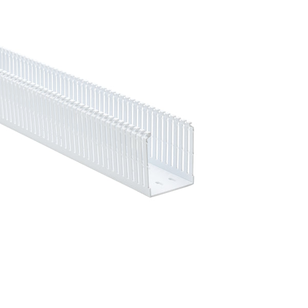 Hellermann Tyton 181-00232 High-Density Slotted Wall Wiring Duct, 2.5 x 3", 6 ft Sticks, Non-Adhesive, PVC, White, 120ft/ctn