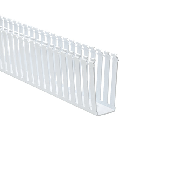 Hellermann Tyton 181-00240 Slotted Wall Wiring Duct, 2 x 5", 6 ft Sticks, Non-Adhesive, PVC, White, 120ft/ctn
