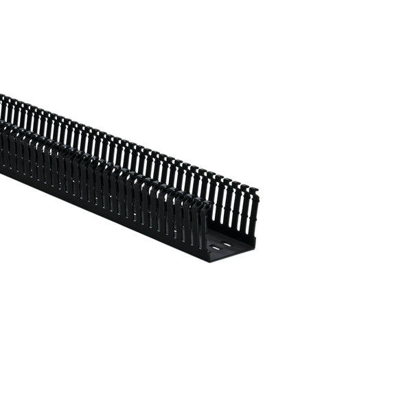 Hellermann Tyton 181-00643 High-Density Slotted Wall Wiring Duct, 2 x 2", 6 ft Sticks, Adhesive, PVC, Black, 120ft/ctn