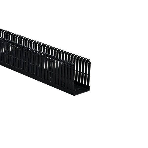 Hellermann Tyton 181-00645 High-Density Slotted Wall Wiring Duct, 2 x 3", 6 ft Sticks, Adhesive, PVC, Black, 60ft/ctn
