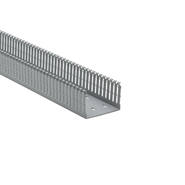 Hellermann Tyton 181-00654 High-Density Slotted Wall Wiring Duct, 3 x 2", 6 ft Sticks,  Adhesive, PVC, Gray, 60ft/ctn