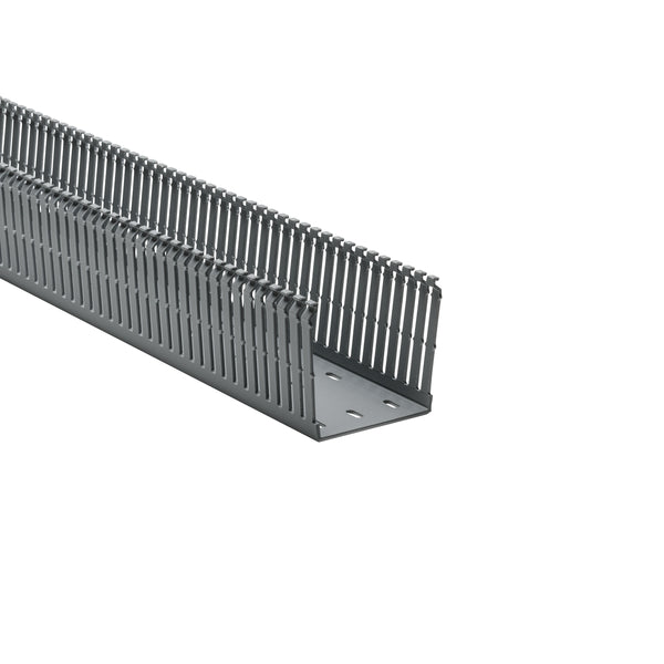 Hellermann Tyton 181-00657 High-Density Slotted Wall Wiring Duct, 3 x 3", 6 ft Sticks,  Adhesive, PVC, Gray, 60ft/ctn