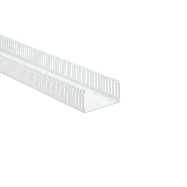 Hellermann Tyton 181-00665 High-Density Slotted Wall Wiring Duct, 4 x 2", 6 ft Sticks,  Adhesive, PVC, White, 120ft/ctn