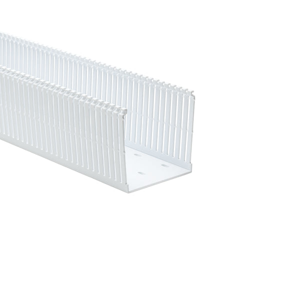 Hellermann Tyton 184-44001 High-Density Slotted Wall Wiring Duct, 4 x 4", 6 ft Sticks,  Adhesive, PVC, White, 60ft/ctn