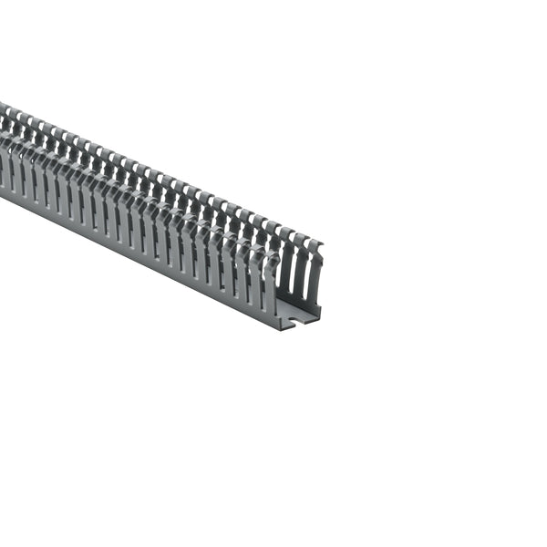 Hellermann Tyton 181-11509 Slotted Wall Wiring Duct, 1 x 1.5", 6 ft Sticks, Adhesive, PVC, Gray, 120ft/ctn