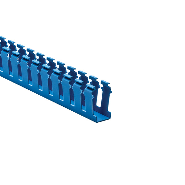 Hellermann Tyton 181-12003 Slotted Wall Wiring Duct, 1 x 2", 6 ft Sticks, Non-Adhesive, PVC, Intrinsic Blue, 120ft/ctn