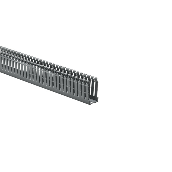 Hellermann Tyton 184-12001 High-Density Slotted-Wall Wiring Duct, 1 x 2", 6 ft Sticks, Adhesive, PVC, Gray, 30 ft/box, 120ft/ctn