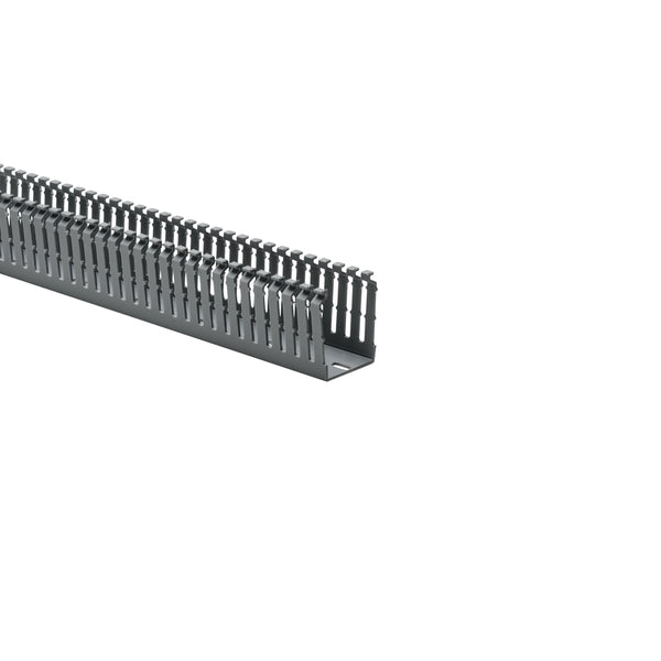 Hellermann Tyton 184-15201 High-Density Slotted Wall Wiring Duct, 1.5 x 2", 6 ft Sticks, Adhesive, PVC, Gray, 120ft/ctn
