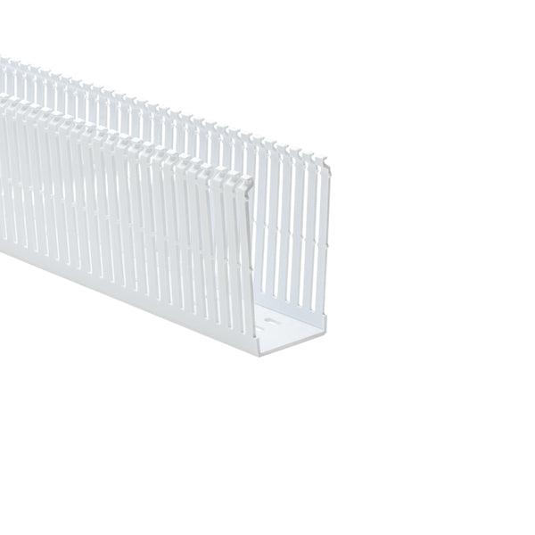 Hellermann Tyton 184-24002 High-Density Slotted Wall Wiring Duct, 2 x 4", 6 ft Sticks, Adhesive, PVC, White, 30 ft/box, 120ft/ctn