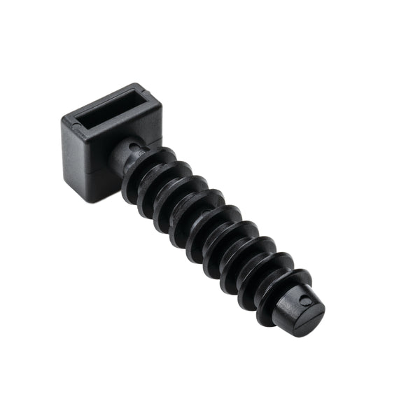 Hellermann Tyton MMB.50C2 Masonry Cable Tie Mount, 1.24"L, 0.25" Hole Dia, 0.20" Max Cable Tie Width, PA66STHS, Black, 100/pkg