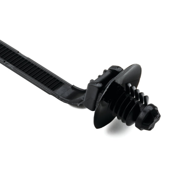 Hellermann Tyton 157-00017 1-Piece Cable Tie with Fir Tree Mount with Disc, 6.7"L, 0.27 - 0.28" Mounting Hole, PA66, Black, 100/pkg