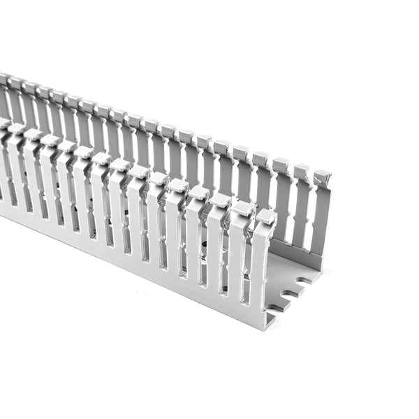 Hellermann Tyton 184-33000 High-Density Slotted Wall Wiring Duct, 3 x 3", 6 ft Sticks, Non-Adhesive, PVC, Gray, 30 ft/box, 120ft/ctn