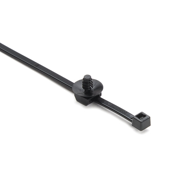 Hellermann Tyton 156-00953 2-Piece Cable Tie with Fir Tree Mount, 5.8"L, Bundle Dia. 0.16 - 1.97" , PA66HIRHSUV/PA66HS, Black, 500/pkg