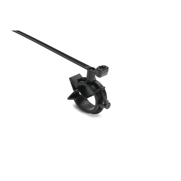 Hellermann Tyton 156-01340 2-Piece Cable Ties with Pipe Clip, 15-18mm,  PA66HIRHS, Black, 500/pkg
