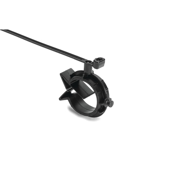 Hellermann Tyton 156-01342 2-Piece Cable Ties with Pipe Clip, 19-24.5mm, PA66HIRHS, Black, 500/pkg