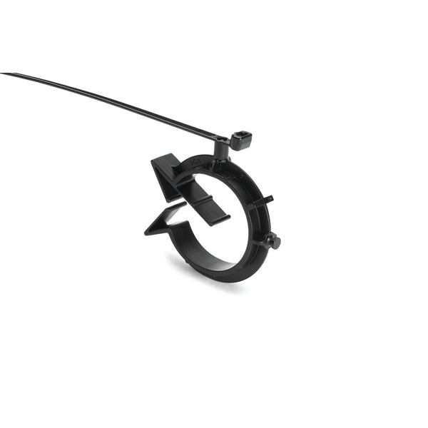 Hellermann Tyton 156-01346 2-Piece Cable Tie with Pipe Clip, 31-39 mm, PA66HS/PA66HIRHS, Black, 250/pkg
