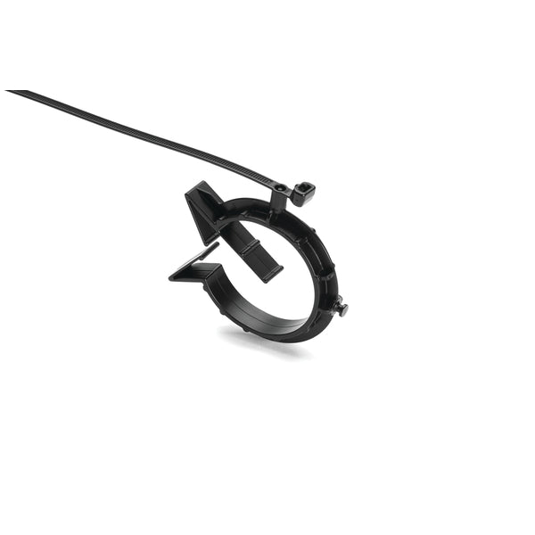 Hellermann Tyton 156-01348 2-Piece Cable Tie with Pipe Clip, 39-45mm, PA66HIRHS, Black, 250/pkg