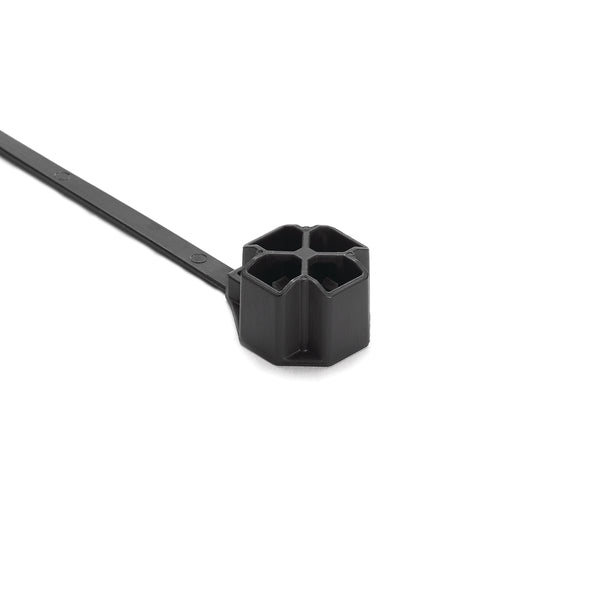 Hellermann Tyton 157-00292 M12 Stud Mount Tie, 7.5" Tie, 80lb Tensile Strength, PA66HIRHS, Black, 2000/pkg
