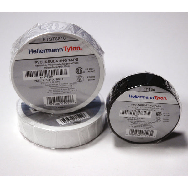 Hellermann Tyton ETCW660 Electrical Tape, 0.75" x 66' Roll, 8.0 mil Thick, PVC, Black, 10 rolls/pkg