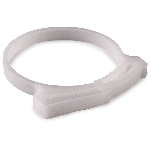 Hellermann Tyton SNP5010C2 Snapper Hose Clamp, 1.99"–2.32" Bundle Diameter, POM, White, 100/pkg