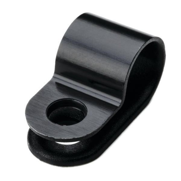 Hellermann Tyton 211-60003 P-Clamp, 0.39" Wide, 0.31'' Max Bundle Dia, 0.17'' Mounting Hole Dia, PA66HS, Black, 100/pkg