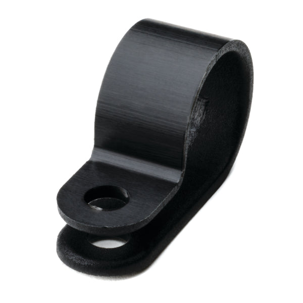 Hellermann Tyton 211-60007 P-Clamp, 0.39" Wide, 0.55'' Max Bundle Dia, 0.17'' Mounting Hole Dia, PA66HS Black, 100/pkg
