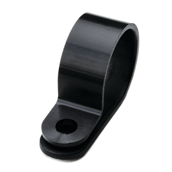 Hellermann Tyton 211-60009 P-Clamp, 0.39" Wide, 0.69" Max Bundle Dia, 0.17" Mounting Hole Dia, PA66HS, Black, 100/pkg