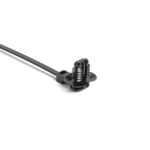 Hellermann Tyton 157-00249 1-Piece Cable Tie with Oval Fir Tree Mount with Disc, 8.5"L, 6.2 x 12.2 mm;6.5 x 12.5 mm;6.5 x 13.0 mm or 7.0 x 12.0 mm Mounting Hole, PA66HIRHSUV, Black, 1000/pkg