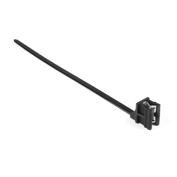 Hellermann Tyton 148-00200 1-Piece Cable Tie with Edge Clip, 8" Long, EC12, Panel Thickness 0.04 - 0.12", 50 lbs, PA66HS, Black, 500/bg