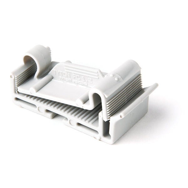 Hellermann Tyton FC1.2AH4 Flat Ribbon Cable Clamp, Adhesive, 1.2'' Max Cable Width, 0.156" Hole Dia, PA66, Gray, 500/pkg