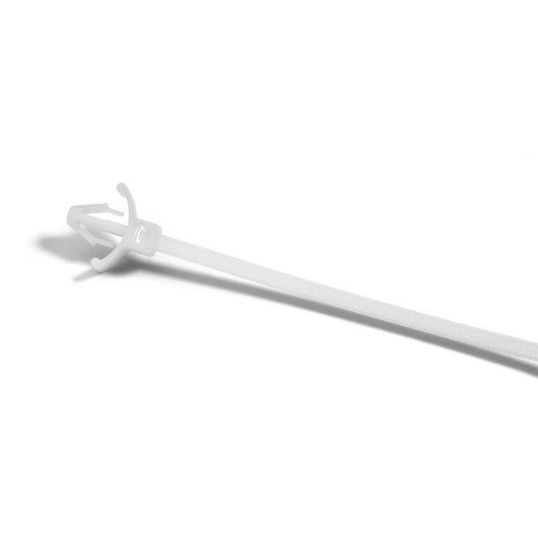 Hellermann Tyton T18RWPM9M4 1-Piece Cable Tie with Arrowhead Mount with Wings, 4.5"L, 18lb, 0.19 - 0.22" Mtg Hole, PA66, Natural, 1000/pkg