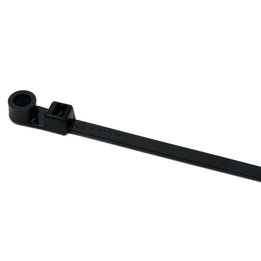 Hellermann Tyton T30MR0M4 1-Piece Cable Tie with Screw Mount, 6.3" Long, #8 Screw, 1.3" Max Bundle Dia, 30lb, PA66, Black, 1000/pkg