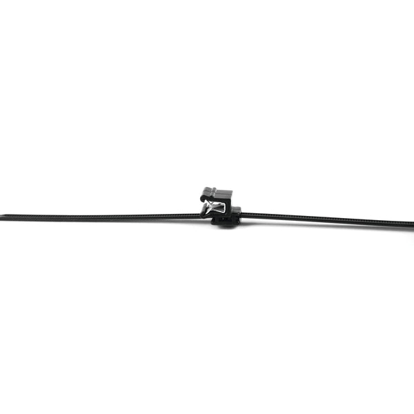 Hellermann Tyton 156-00865 Outside Serrated Cable Tie with Edge Clip, 5.9" Long, EC5A, 1 - 3 mm Panel, 50lb, PA66HS, Black, 500/pkg