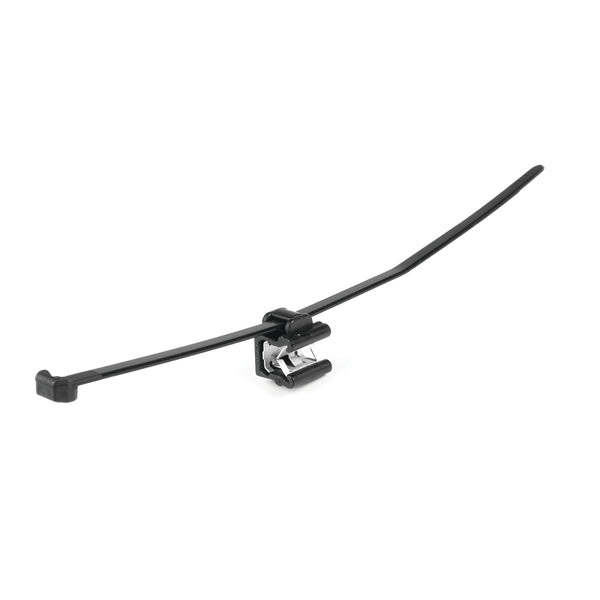 Hellermann Tyton 156-00875 Outside Serrated Cable Tie with Edge Clip, 5.9" Long, EC22, 1 - 3 mm Panel, 50lb, PA66HS, Black, 500/pkg