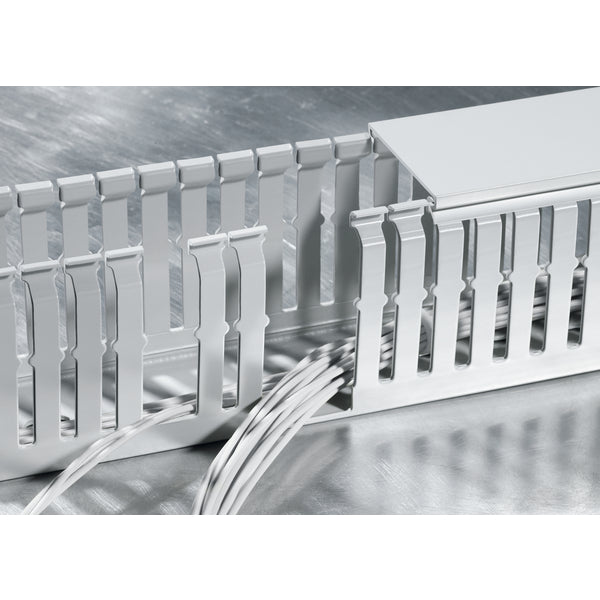 Hellermann Tyton 183-05037 Halogen Free Slotted Wiring Duct, Non-Adhesive, 50mm x 37.5mm, ABS, Gray RAL, 32 m/pkg