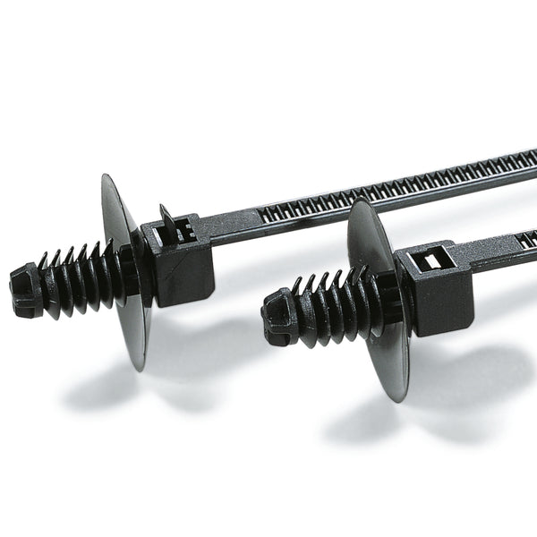 Hellermann Tyton 150-55500 1-Piece Cable Tie with Fir Tree Mount, 6.7" Long, 0.25 - 0.28" Mounting Hole Diameter, PA66, Black, 500/pkg