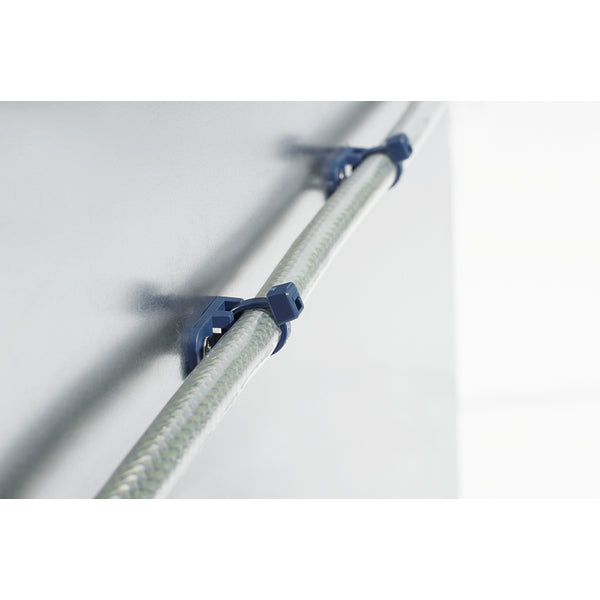 Hellermann Tyton 151-00997 Metal Content Cable Tie Anchor Mount, 0.81" Hole Dia., 0.20" Max Tie Width, PA66MP+, Blue, 100/pkg