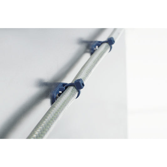 Hellermann Tyton 151-00997 Metal Content Cable Tie Anchor Mount, 0.81" Hole Dia., 0.20" Max Tie Width, PA66MP+, Blue, 100/pkg