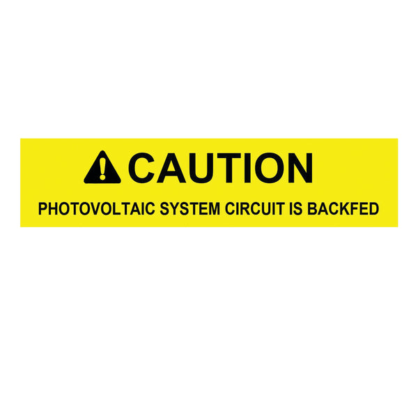 Hellermann Tyton 596-00587 Solar Label, CAUTION PHOTOVOLTAIC SYSTEM BACKFED, 4.12" x .75", VL, Yellow, 50/roll