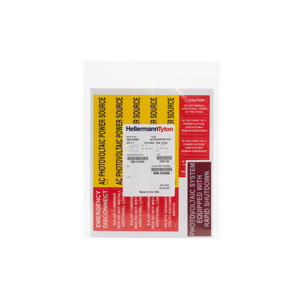 Hellermann Tyton 596-03946 AC Micro-Inverter Solar Label Kit, Red/Orange, 36 Per Kit, 1/Pkg
