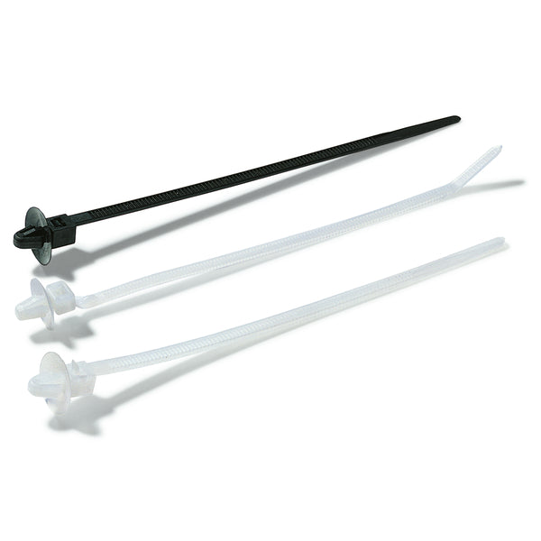 Hellermann Tyton 126-02300 1-Piece Cable Tie with Arrowhead Mount, 7.0"L, 50lb Tensile, PA66HIRHS, Natural, 1000/pkg