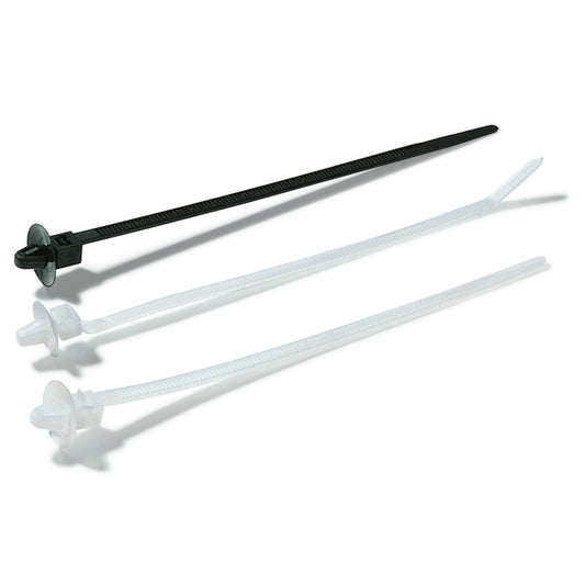 Hellermann Tyton 126-02300 1-Piece Cable Tie with Arrowhead Mount, 7.0"L, 50lb Tensile, PA66HIRHS, Natural, 1000/pkg