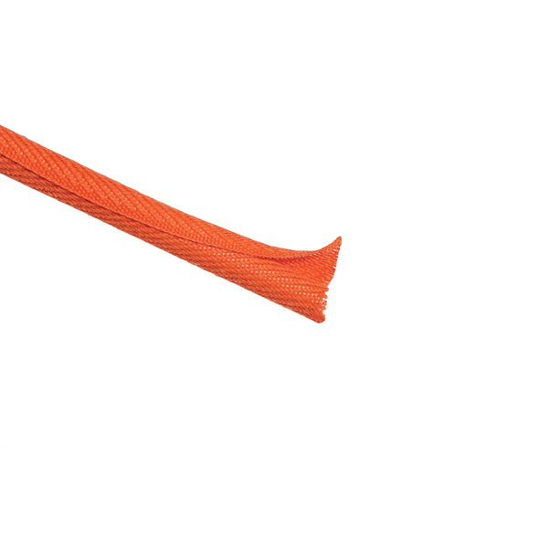 Hellermann Tyton 170-03234 Braided Sleeving, Woven Convoluted Wrap, 5/8" Dia, PET, Orange, 100.0 ft/reel