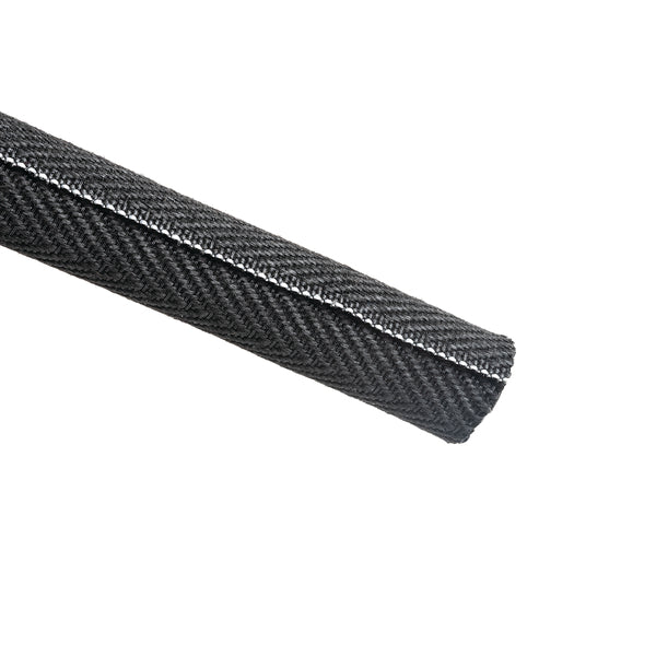 Hellermann Tyton 170-03220 Braided Sleeving, Split Wrap Woven, Flame Retardant, 1.0" Dia, PET, Black, 100 ft/bulk reel