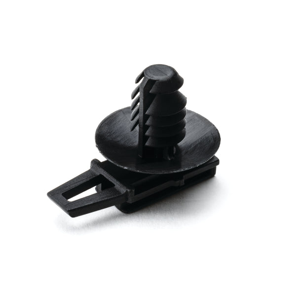 Hellermann Tyton 151-00785 Connector Clip with Round Fir Tree, 0.7 - 4.0 mm Panel Thick., 6.0 - 6.7 mm Hole Dia, PA66HIRHS, Black, 5000/box