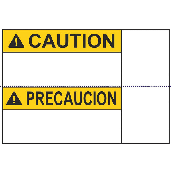 Hellermann Tyton 596-00996 Pre-Printed Header Label, CAUTION, Spanish/English, 5.0" X 3.5", PET, Yellow, 250/roll
