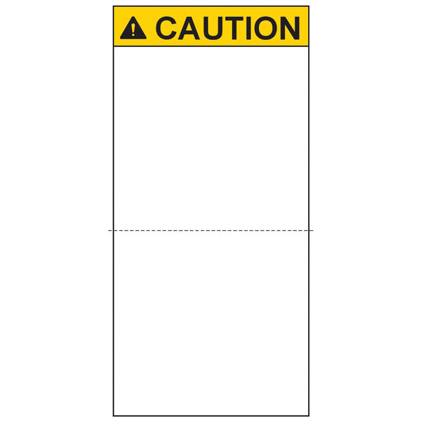 Hellermann Tyton 596-00992 Pre-Printed Header Label, CAUTION, Perforated, 2.7" X 5.5", PET, Yellow, 250/roll